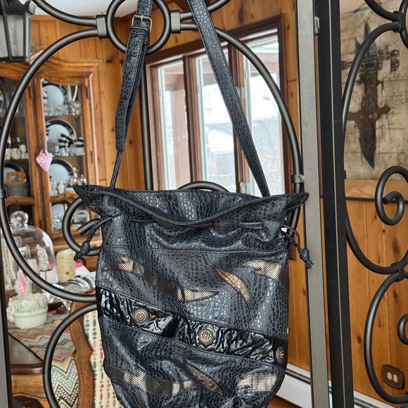 Vintage NAS BAG Satchel Bucket Bag with Drawstrings for Cinch Purse Snake Print - Picture 2 of 13